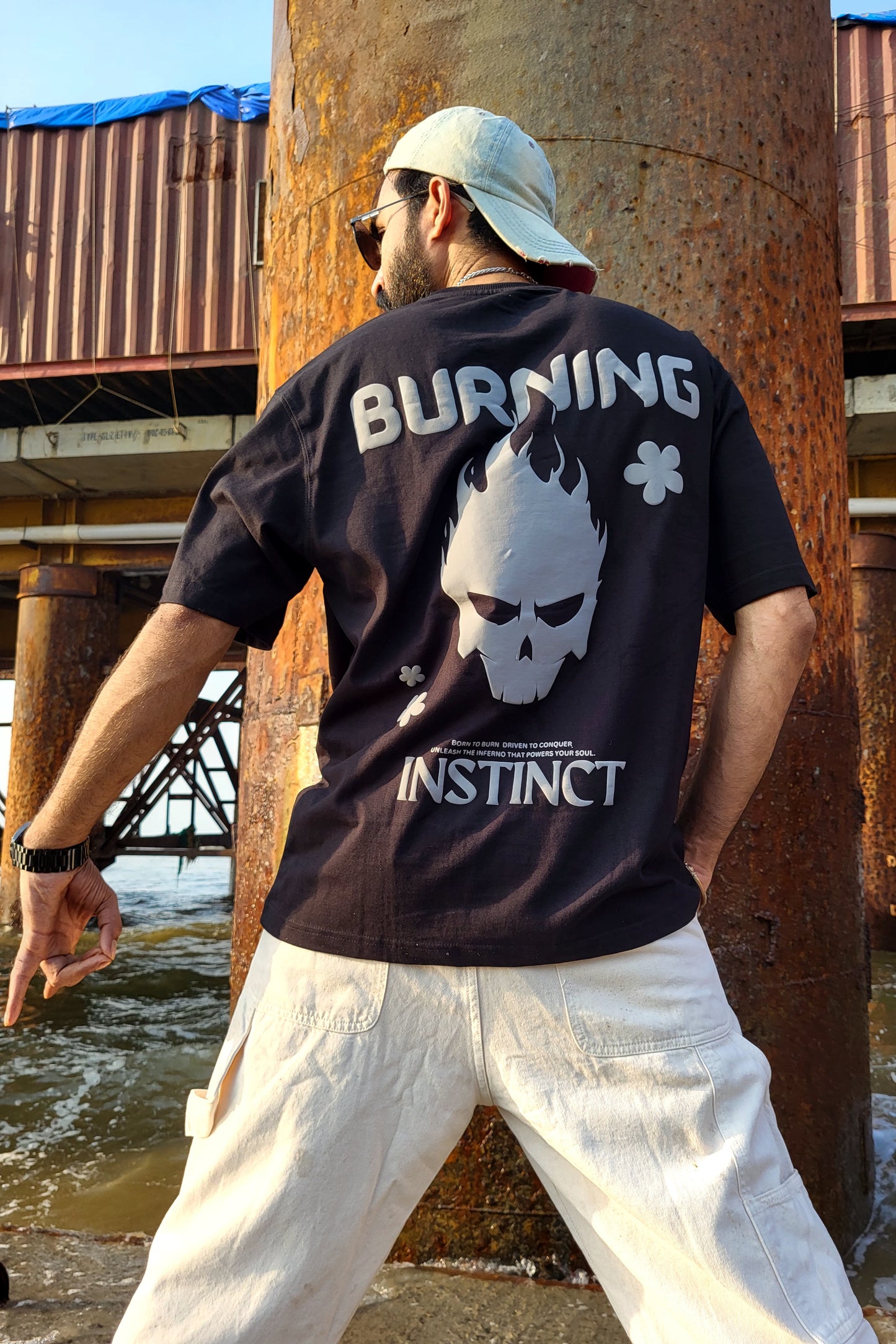 BURNING INSTINCT | UNISEX OVERSIZED T-SHIRT | BLACK