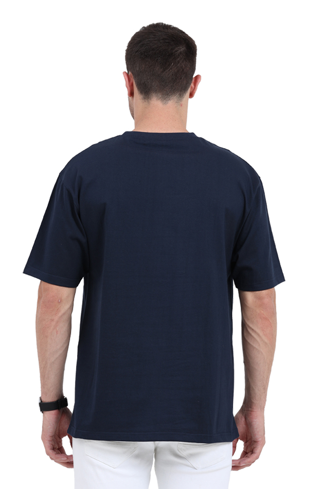 UNBREAKABLE | UNISEX MINIMAL PRINT OVERSIZED T-SHIRT | NAVY BLUE