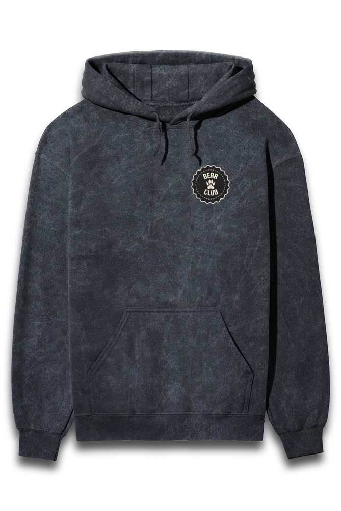 ACID WASH | BEAR CLUB | UNISEX REGULAR FIT HOODIE | NAVY BLUE