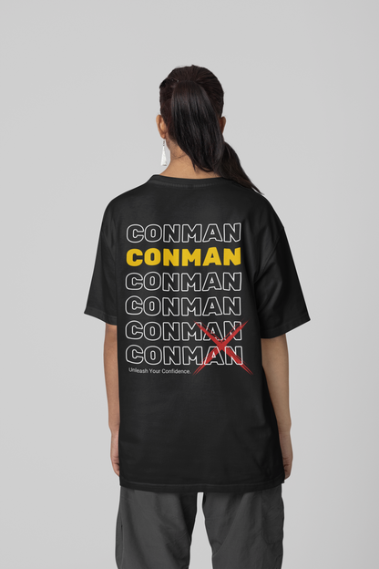 CONMAN X TYPOGRAPHY | UNISEX OVERSIZED T-SHIRT | BLACK