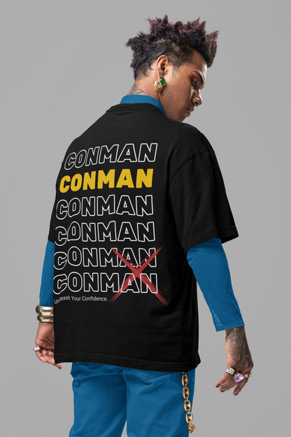 CONMAN X TYPOGRAPHY | UNISEX OVERSIZED T-SHIRT | BLACK