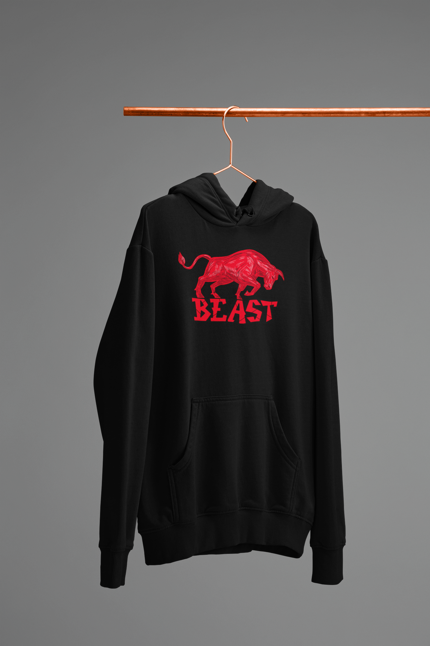 THE BEAST BULL | HEAVYWEIGHT UNISEX OVERSIZED HOODIE | BLACK