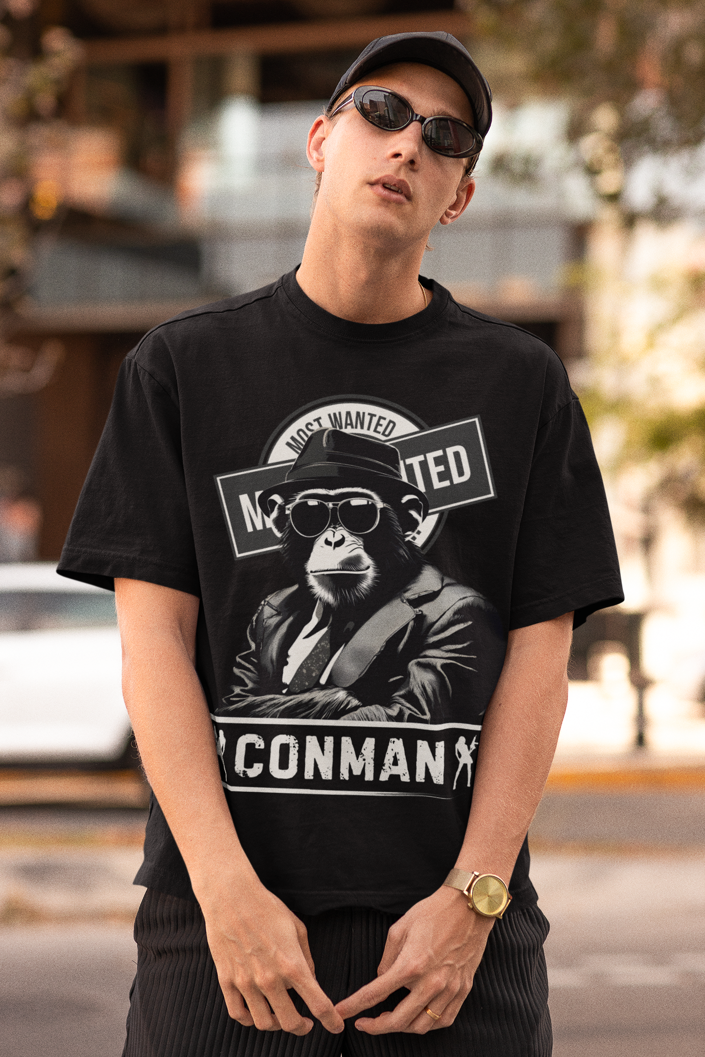 MOST WANTED MONKEY | UNISEX OVERSIZED FIT T-SHIRT | BLACK