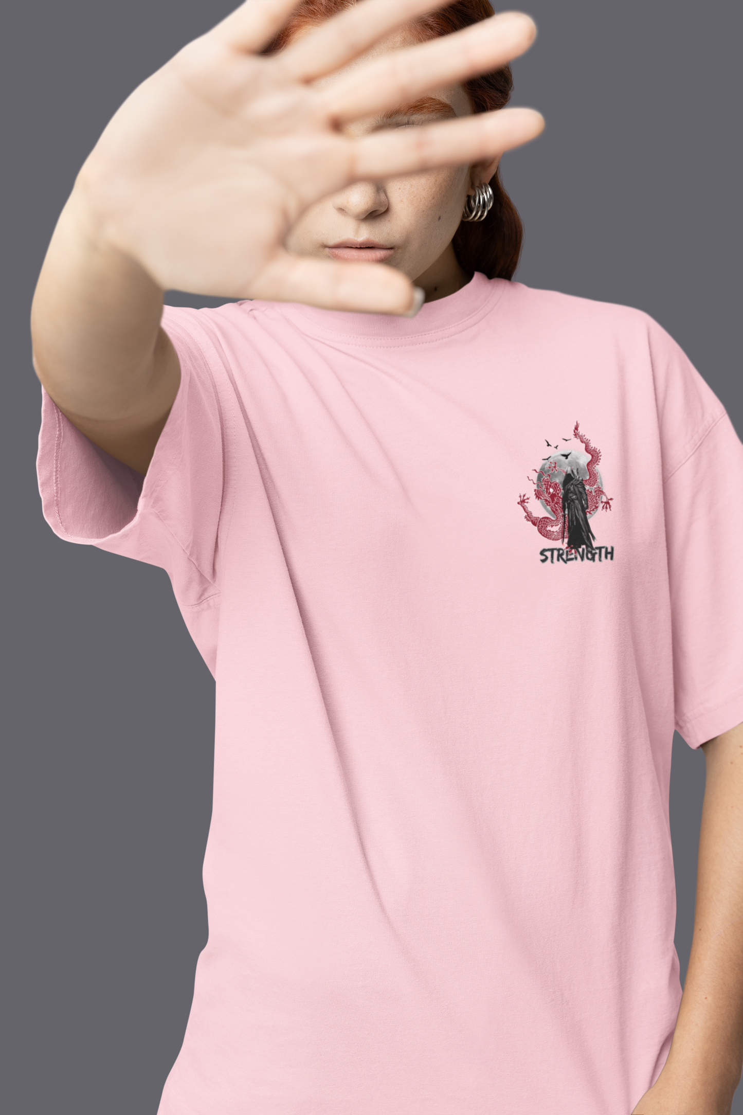 NINJA STRENGTH | OVERSIZED T-SHIRT | LIGHT BABY PINK