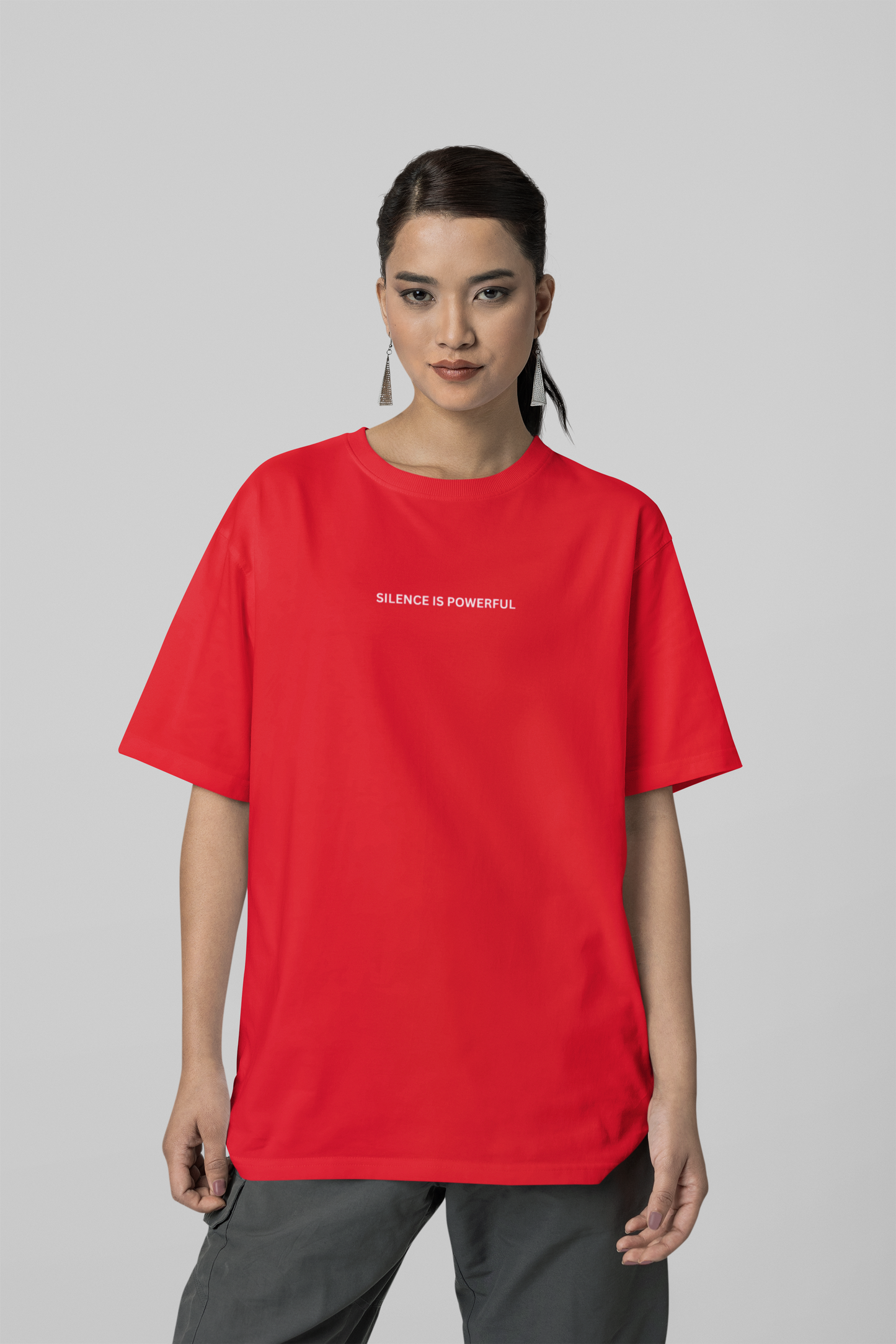 SILENCE IS POWERFUL | UNISEX OVERSIZED TSHIRT | RED