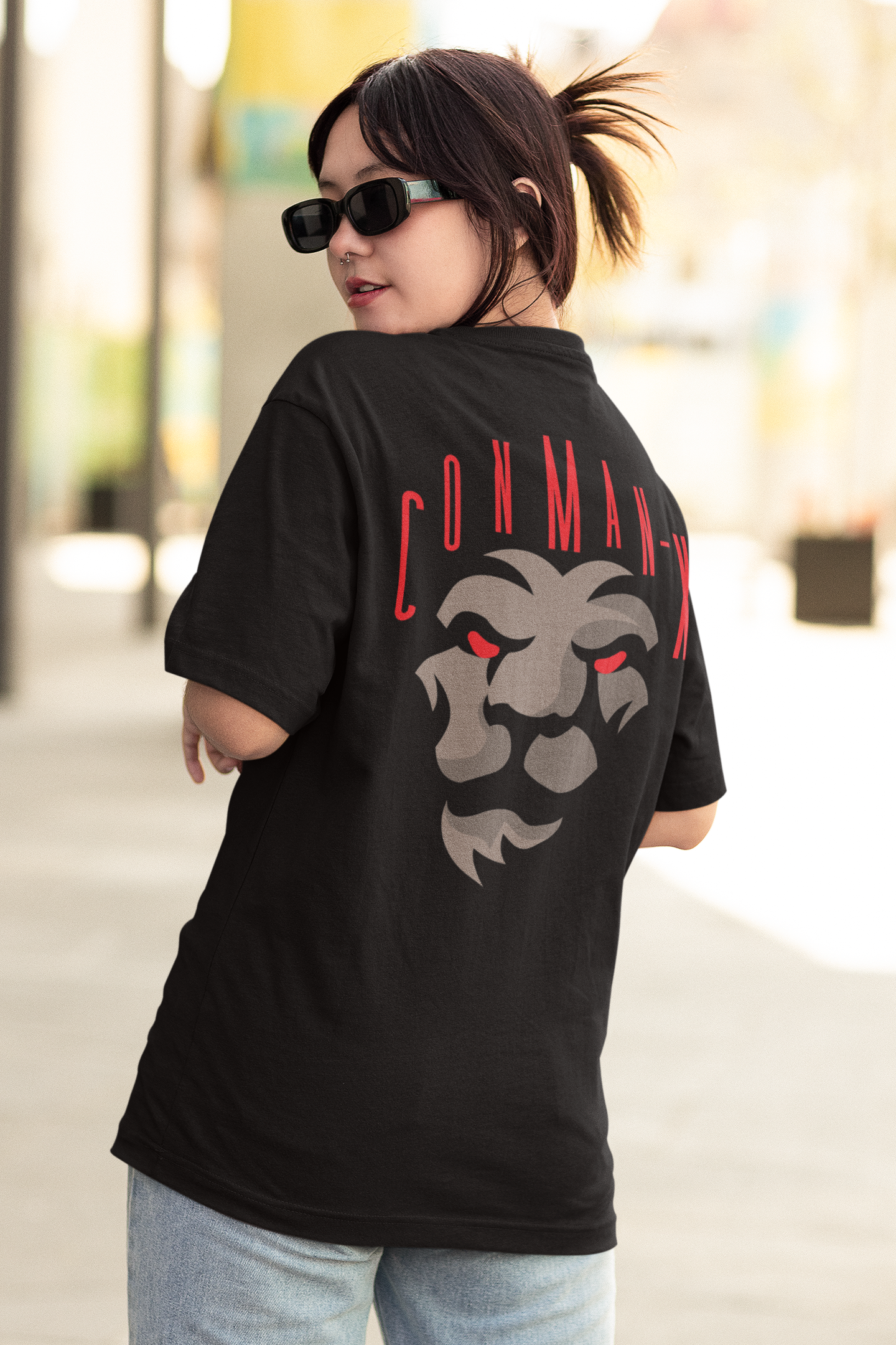 LION FACE | UNISEX OVERSIZED T-SHIRT | BLACK