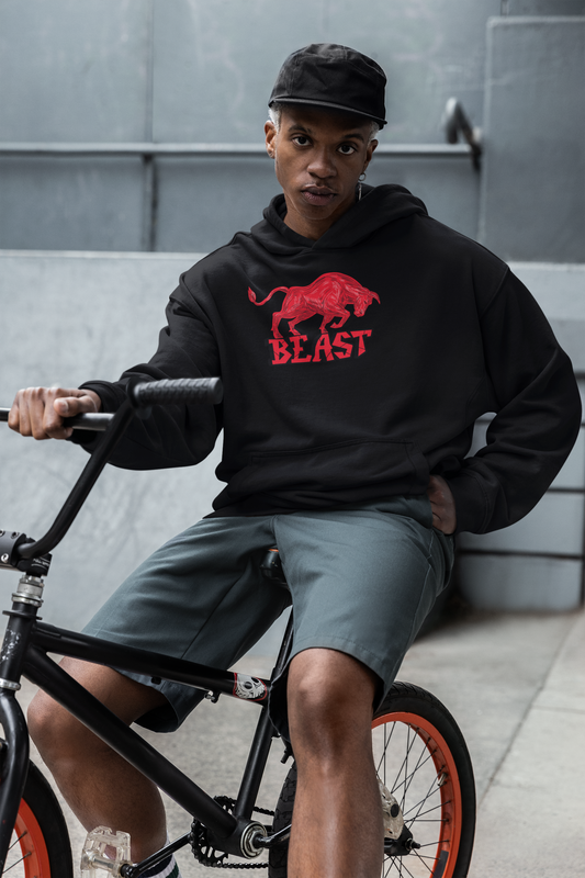 THE BEAST BULL | HEAVYWEIGHT UNISEX OVERSIZED HOODIE | BLACK