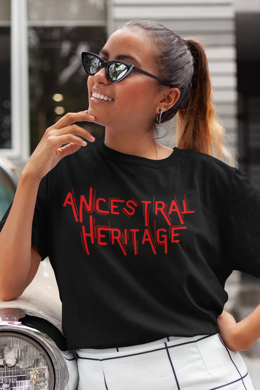 ANCESTRAL HERITAGE TYPOGRAPHY | UNISEX OVERSIZED T-SHIRT |BLACK